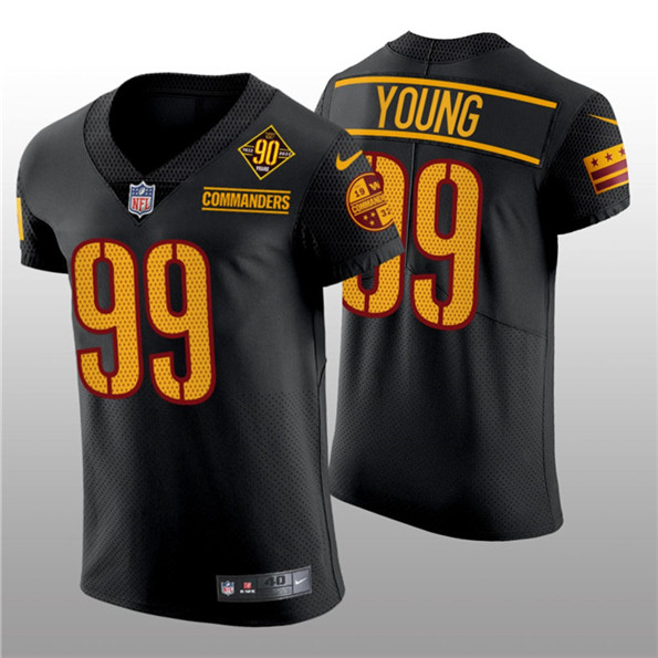 Men's Washington Commanders #99 Chase Young Black 90th Anniversary Elite Stitched Jersey